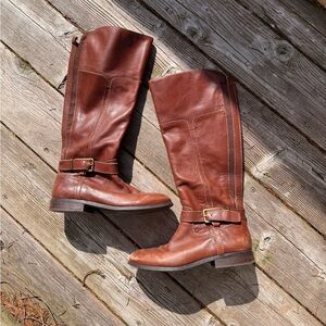 Marc Fisher Brown Leather Knee-High Riding Boots